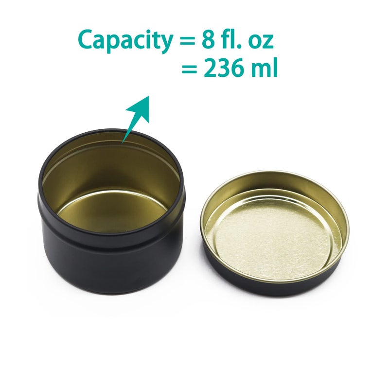 Aroparc Candle Tins 8oz, 24 Piece, Bulk Containers for Candle Making Jars with Lids - Black - Image 3